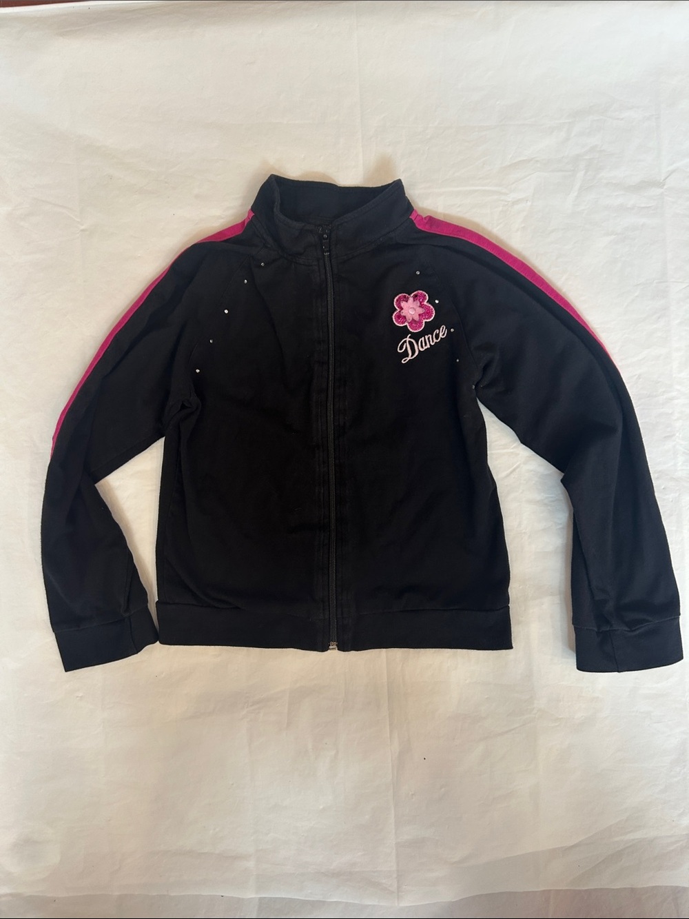 Girls' Black & Pink Dance Zip-Up Jacket